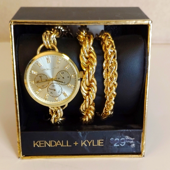 Kendall & Kylie Accessories - Kendall + Kylie Goldtone Watch and Bracelet Set